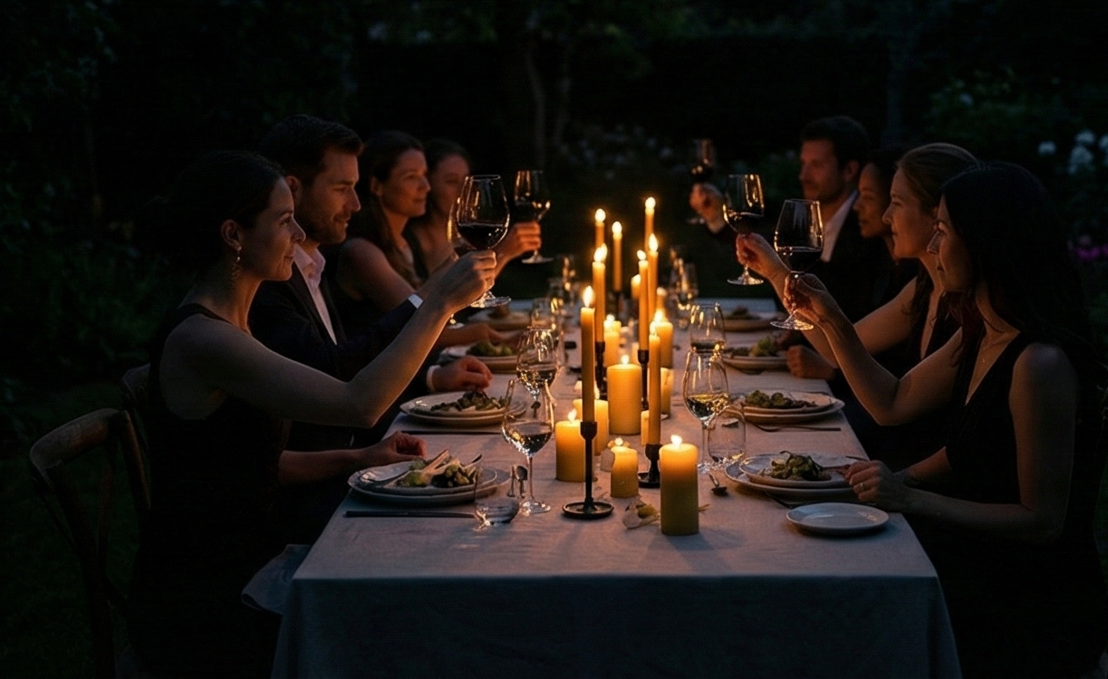 Cena a la luz de las velas